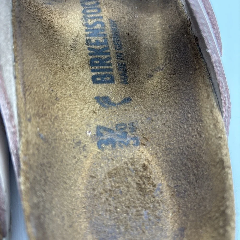 Birkenstock Arizona Birko Flor‎ Beige Nude Patent Sandals Women's Size 37 US 6